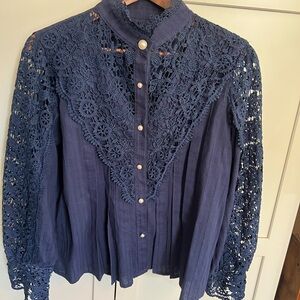 Deep Blue Lace Women's Top